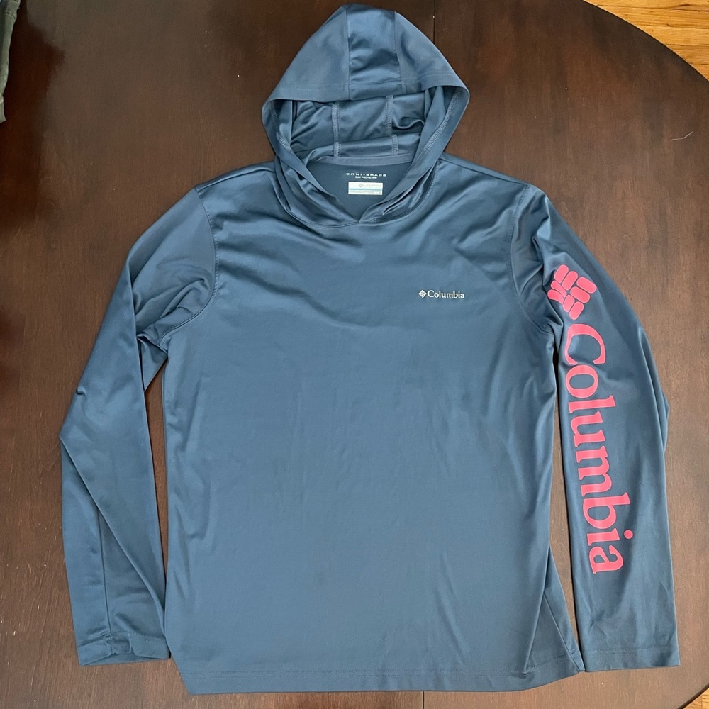 Columbia Men’s Blue Hooded Fishing Shirt | Size M